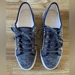 Jack Rogers chambray sneaker with gold detailing